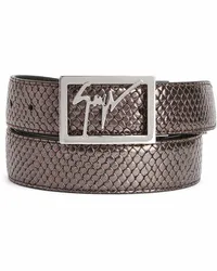 Giuseppe Zanotti snake-embossed logo buckle belt Braun