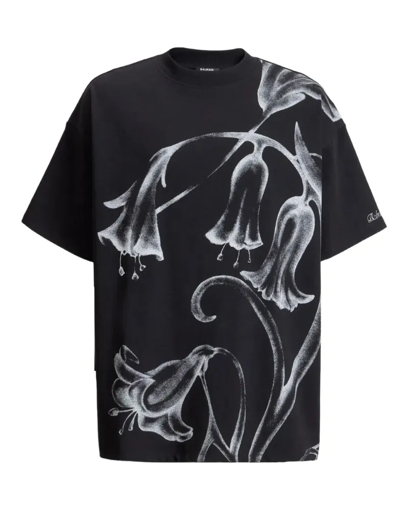 Balmain Flower T-Shirt - Schwarz Schwarz