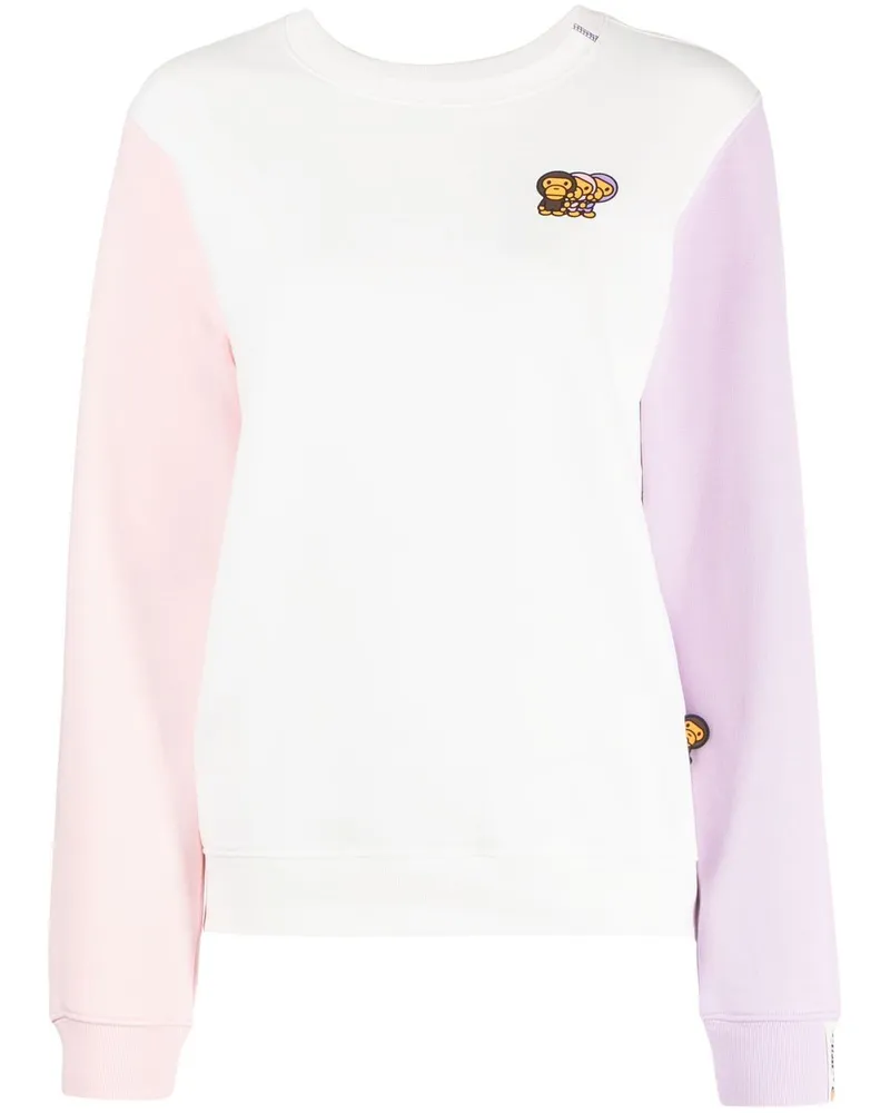 BAPE Sweatshirt in Colour-Block-Optik - Weiß Weiß