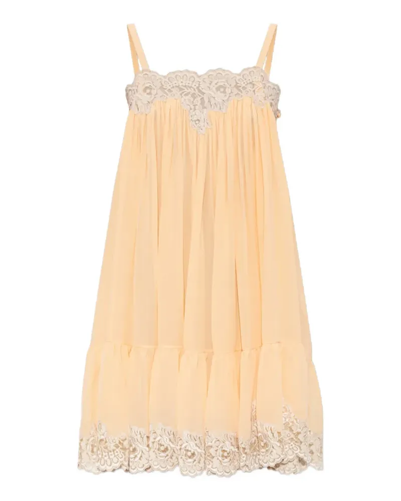 Chloé Minikleid mit Spitzenbesatz - Orange Orange