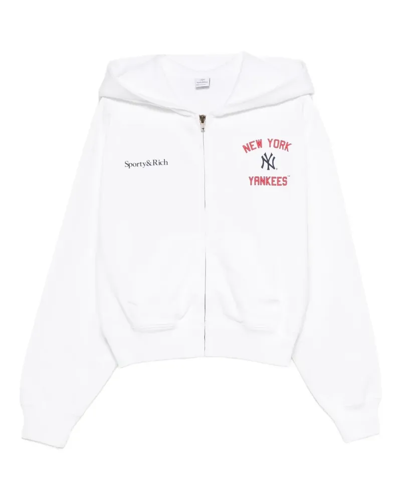 SPORTY & RICH Homerun Cropped-Hoodie mit Reißverschluss - Weiß Weiß
