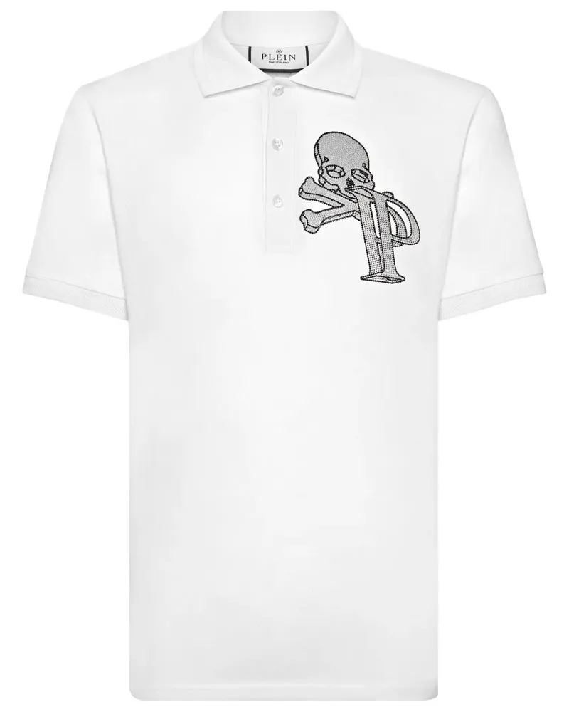 Philipp Plein Wire Frame Poloshirt mit Kristallen - Weiß Weiß