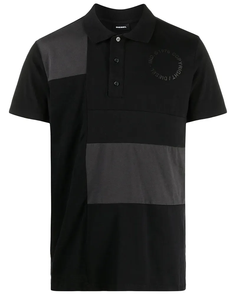 Diesel Poloshirt im Patchwork-Design - Schwarz Schwarz