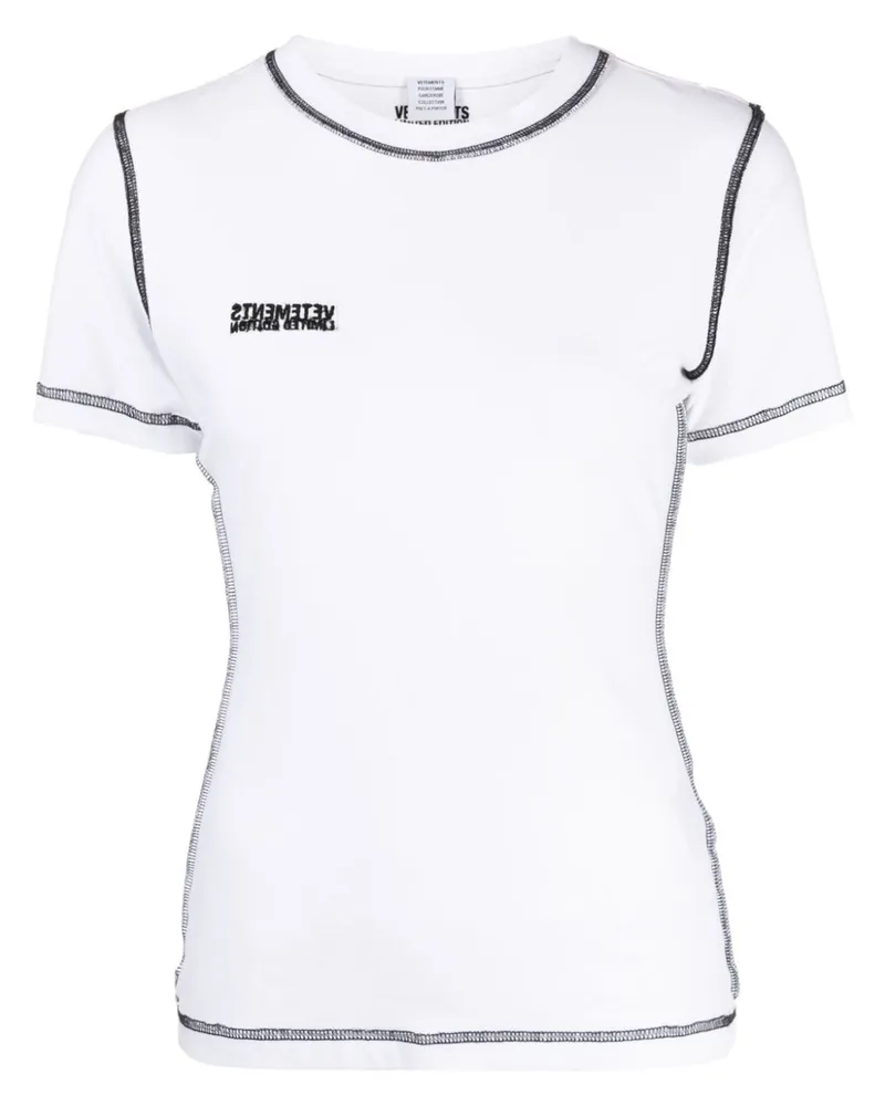 VETEMENTS T-Shirt mit Logo-Patch Weiß