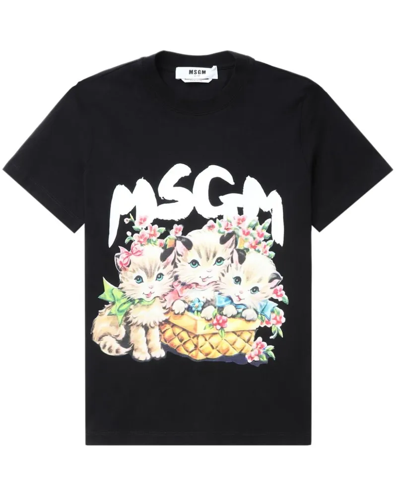 MSGM T-Shirt mit Logo-Print - Schwarz Schwarz