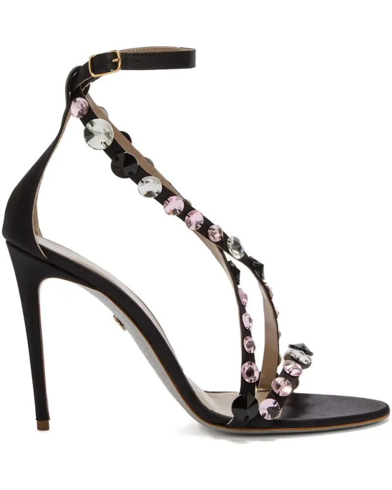 Genny Sandalen mit Strassverzierung 105mm - Schwarz Schwarz