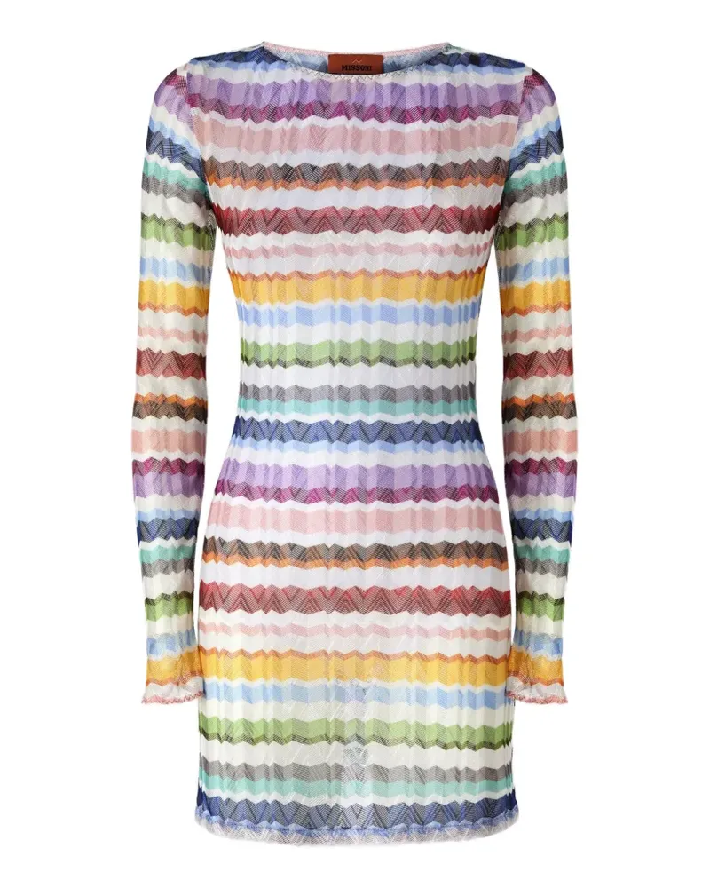 Missoni Zigzag-knit long-sleeve beach dress - Orange Orange