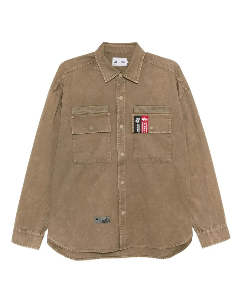 Izzue Hemd mit Logo-Patch - Braun Braun
