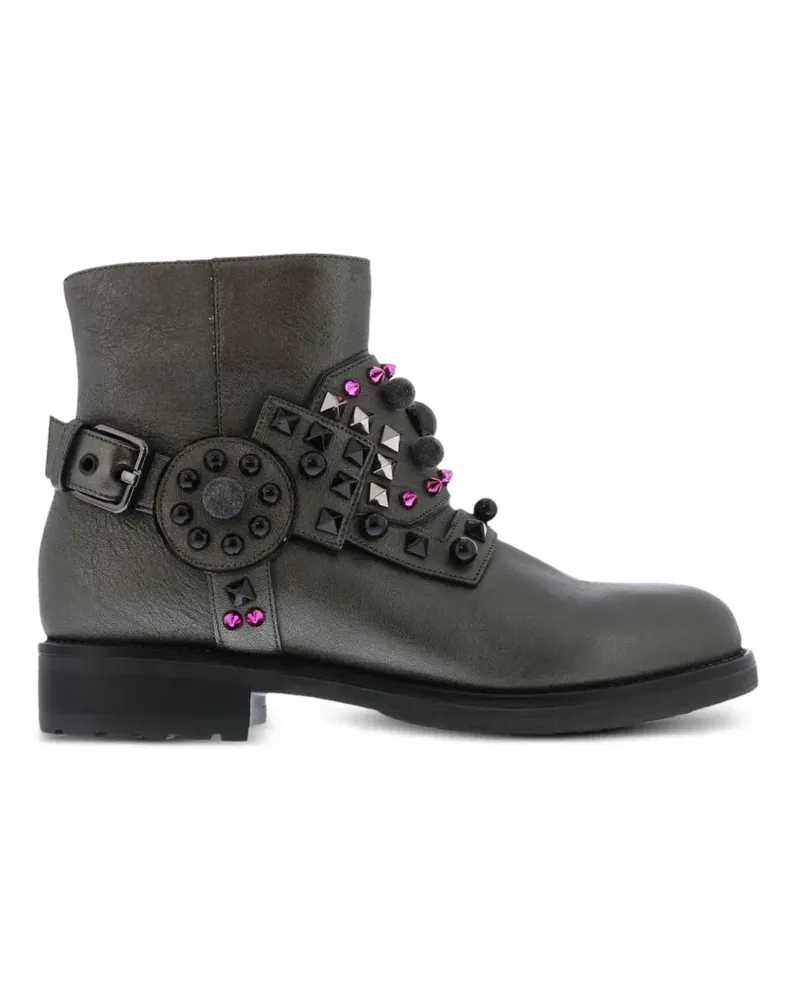 Albano Harness Stiefeletten mit Nieten und Gurt-Detail - Grau Grau