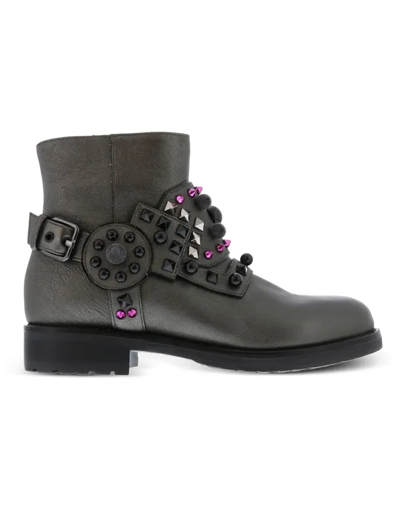 Albano Harness Stiefeletten mit Nieten und Gurt-Detail - Grau Grau