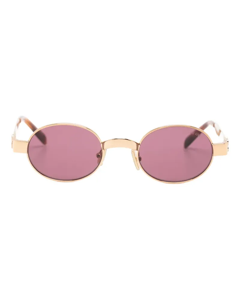Miu Miu logo-plaque oval-frame sunglasses - Gold Gold