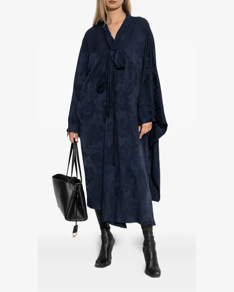 Balenciaga Asymmetrisches Kleid mit Blumen-Print - Blau Blau
