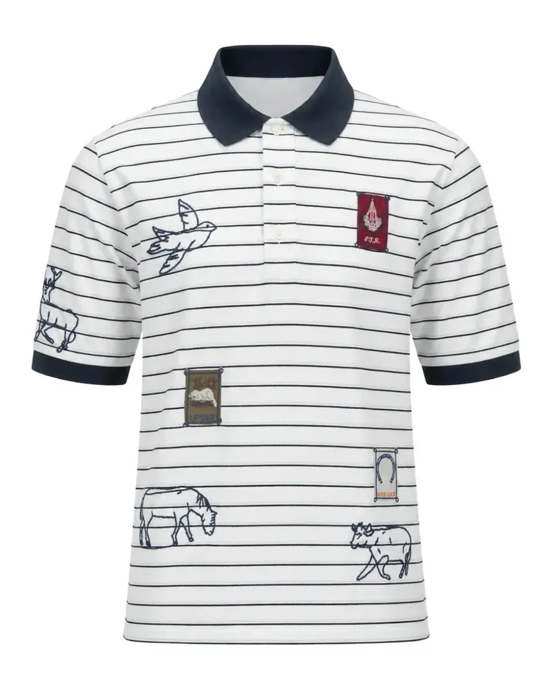 Sea Gestreiftes Winslow Poloshirt mit Stickerei - Weiß Weiß