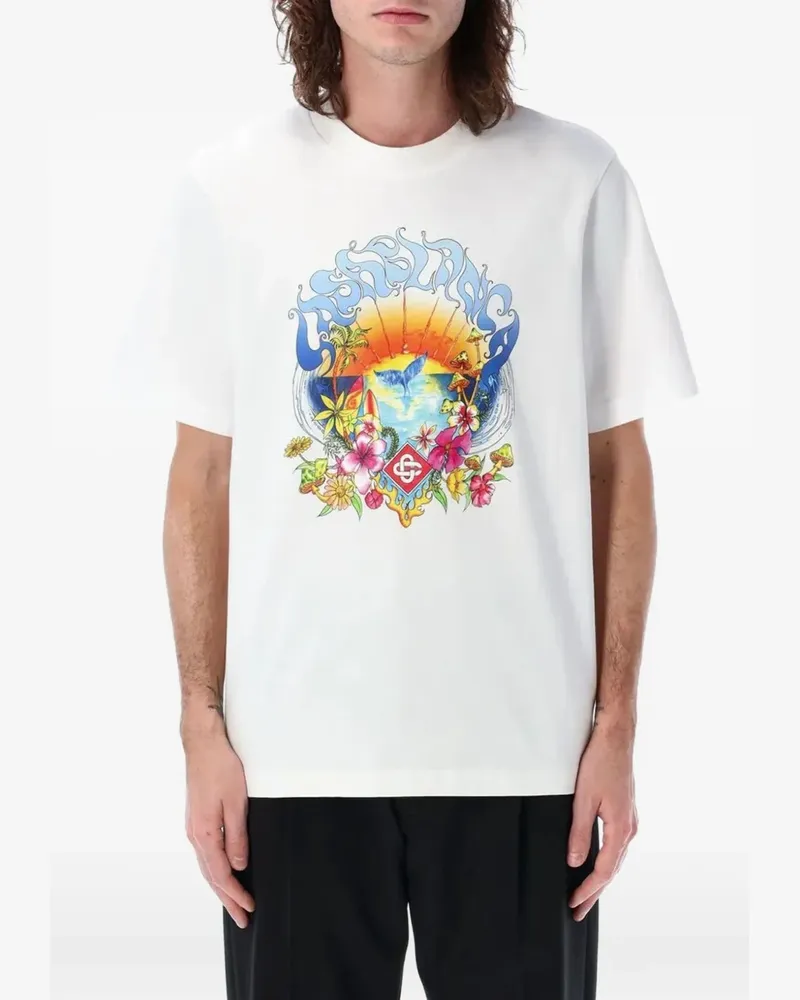 Casablanca Paris Montagne Onde T-Shirt mit rundem Ausschnitt - Weiß Weiß