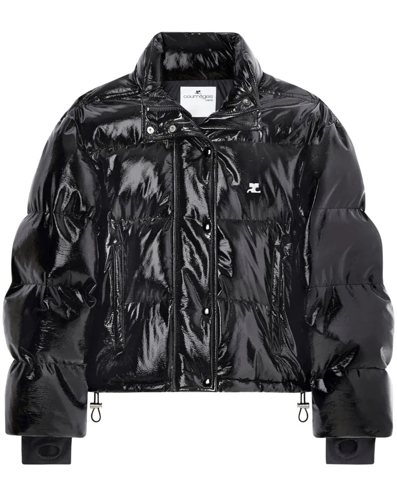 Courrèges Gefütterte Jacke mit Logo-Print - Schwarz Schwarz