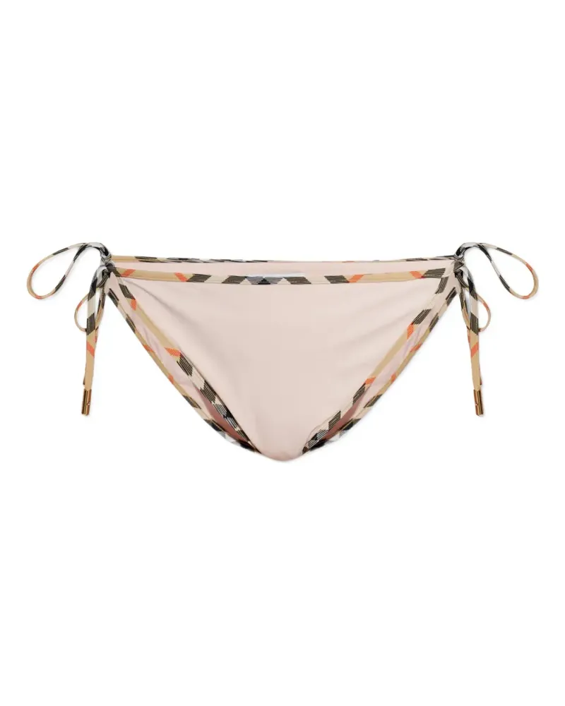 Burberry check-trim bikini bottoms - Nude Nude