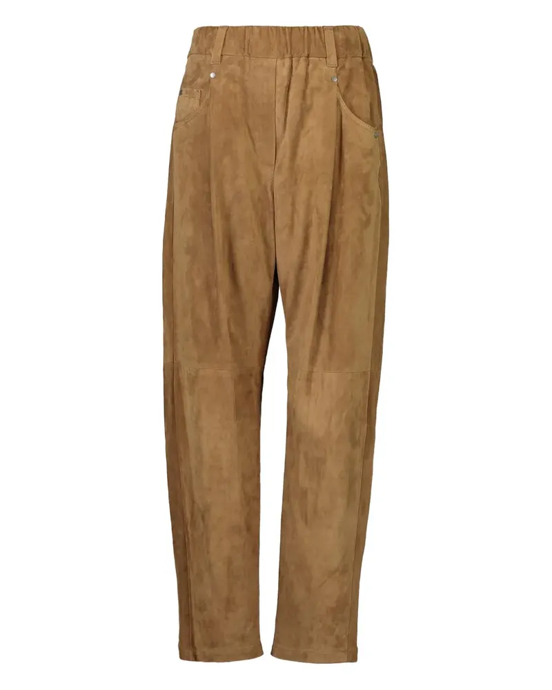 Brunello Cucinelli pull-on suede trousers - Braun Braun