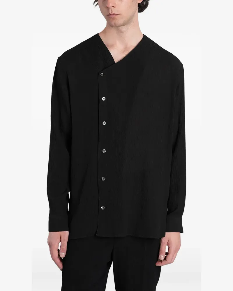 Emporio Armani asymmetric crinkled-finish shirt - Schwarz Schwarz