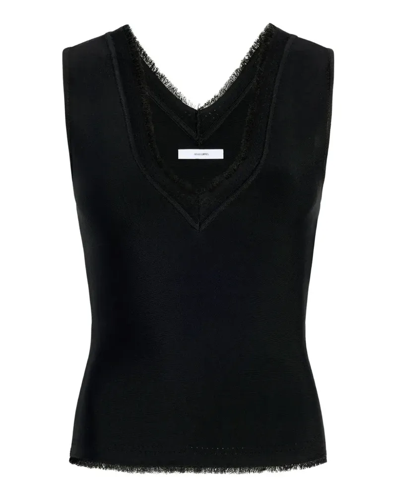 Adam Lippes Ria fringed-trim top - Schwarz Schwarz