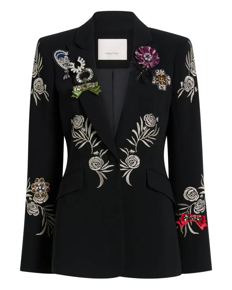 Cinq à Sept Cheyenne Blazer mit Rosenstickerei - Schwarz Schwarz