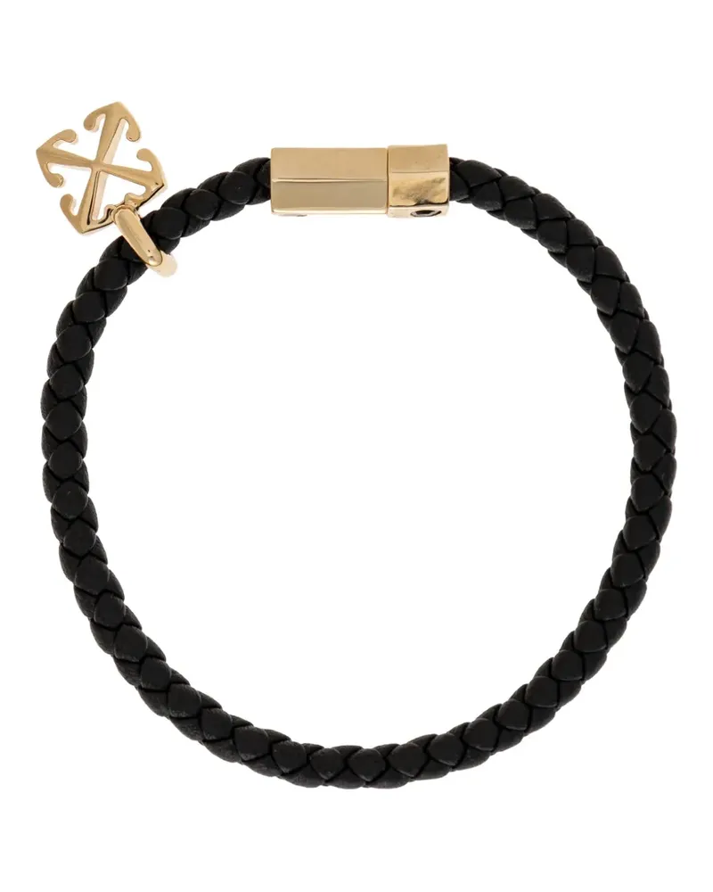 OFF-WHITE Arrows geflochtenes Lederarmband - Gold Gold