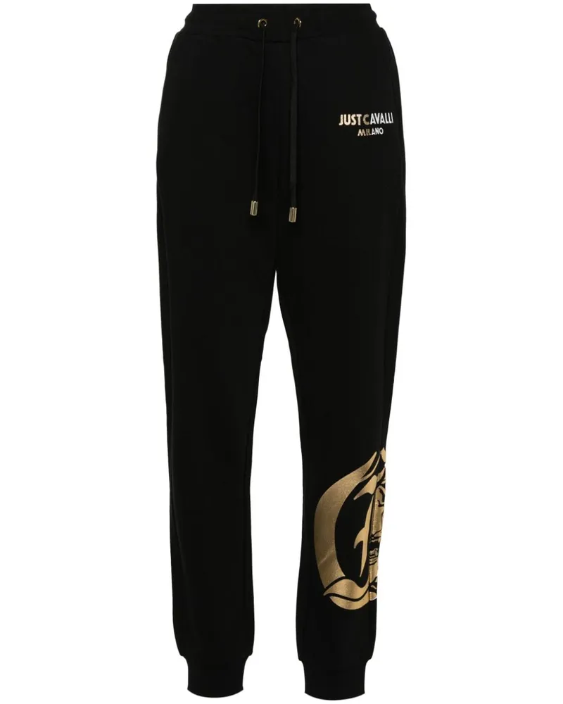 Just Cavalli logo-print cotton track pants Black