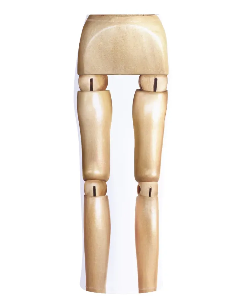 Jean Paul Gaultier Langer Lycra-Rock mit Print - Weiß Weiß