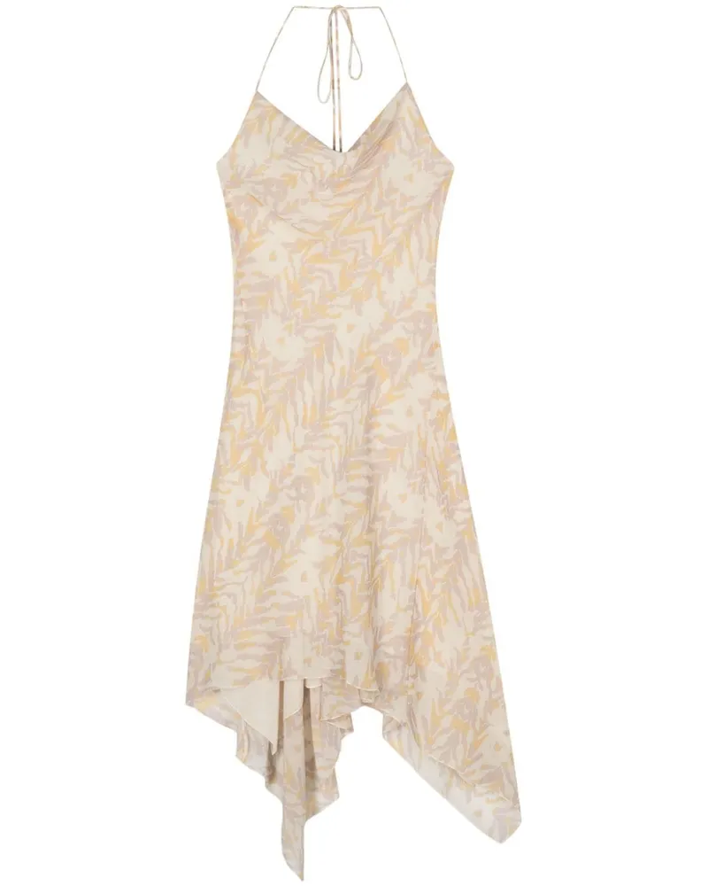 Patrizia Pepe Abstrakt gemustertes Kleid mit Zipfelsaum - Nude Nude