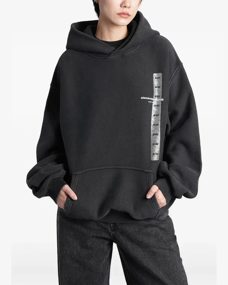 Alexander Wang Hoodie mit grafischem Print und Kängurutasche - Schwarz Schwarz