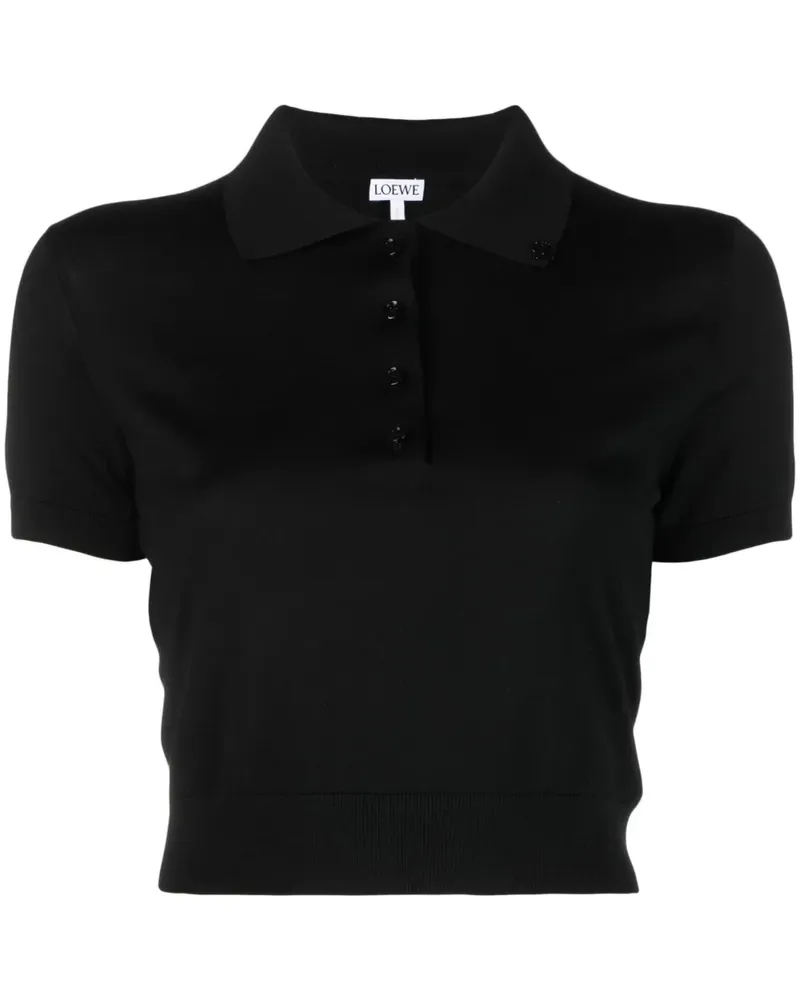 Loewe Cropped-Poloshirt - Schwarz Schwarz