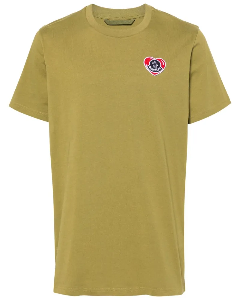 Moncler Heart T-Shirt mit Logo-Patch - Grün Grün