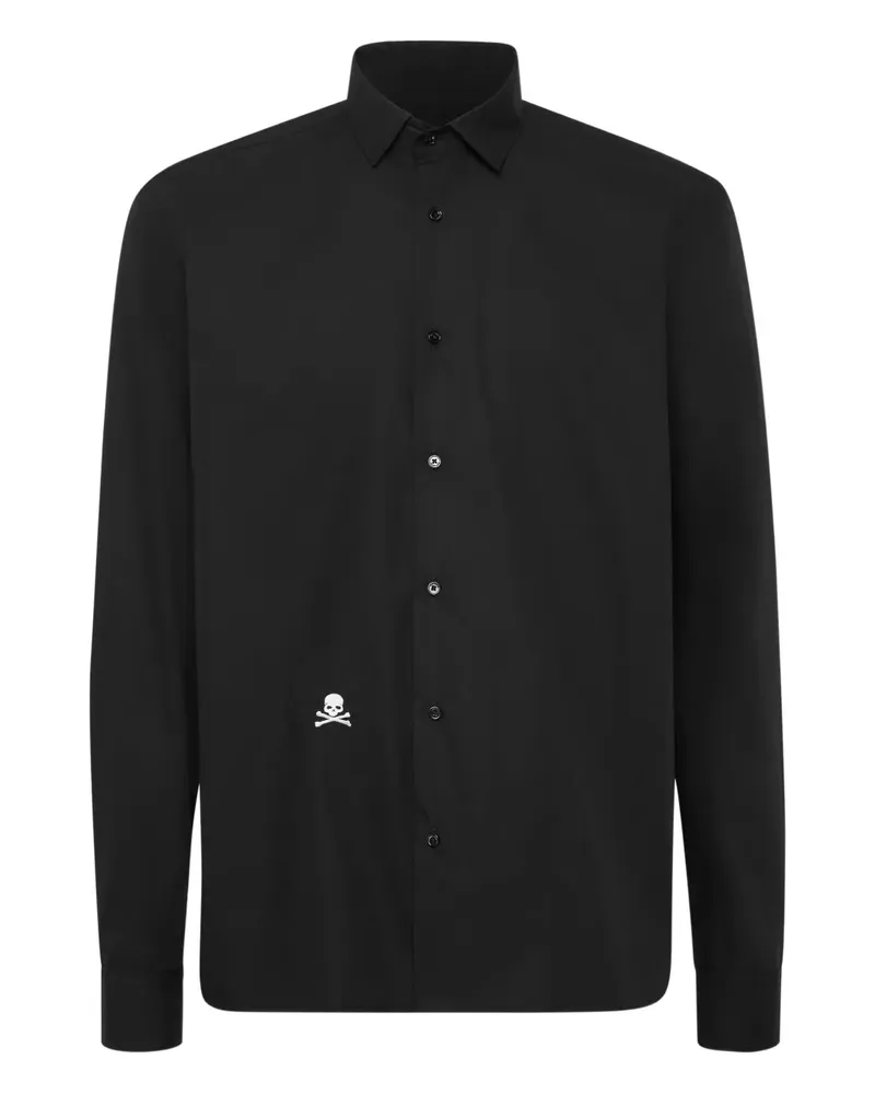 Philipp Plein Hemd mit Totenkopfapplikation - Schwarz Schwarz