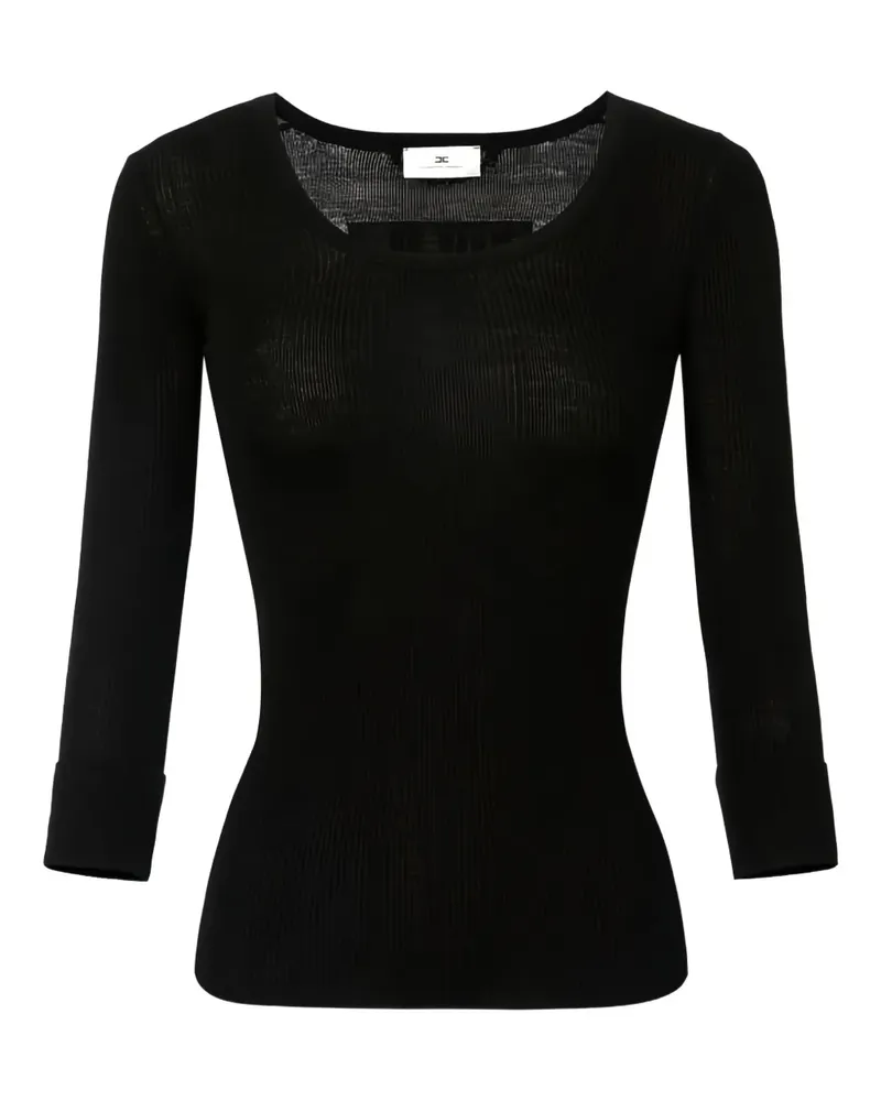 Elisabetta Franchi Geripptes Strickoberteil - Schwarz Schwarz