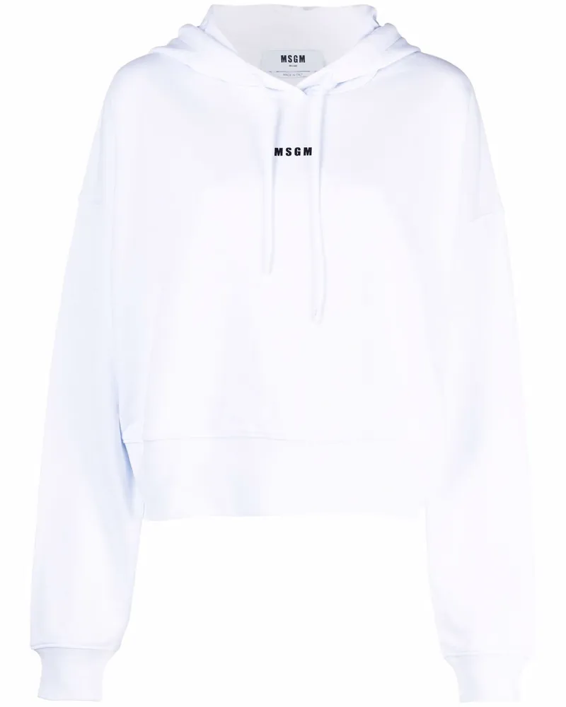 MSGM Cropped-Hoodie mit Logo - Weiß Weiß
