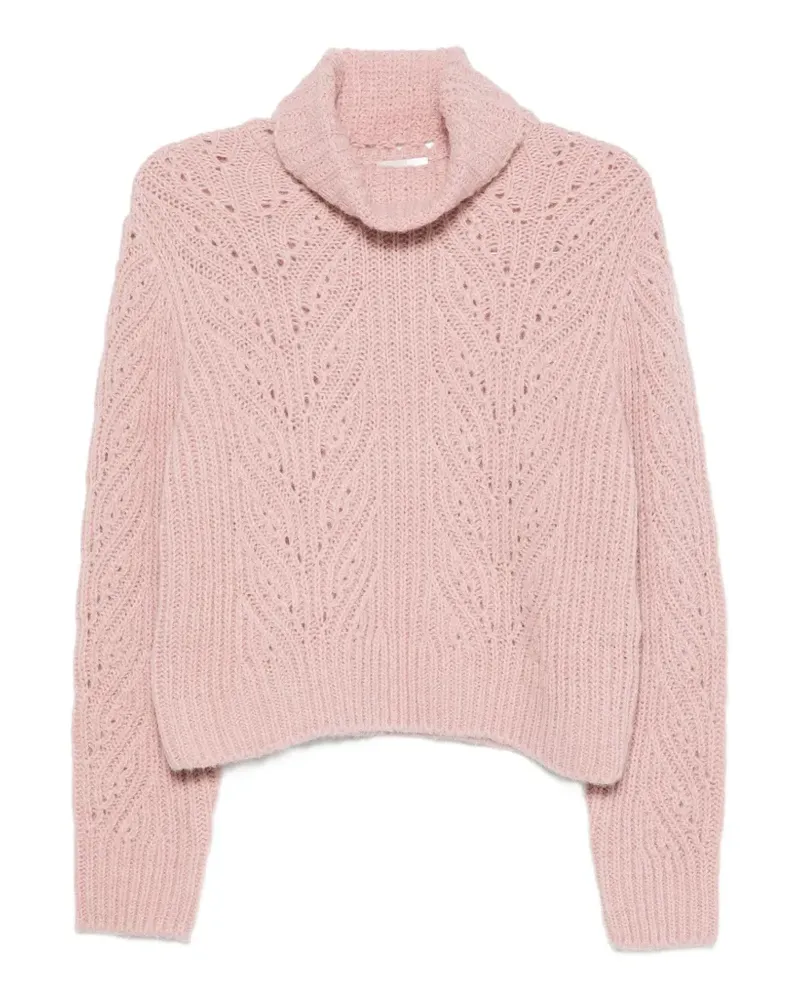 Moncler Rollkragenpullover mit Zopfmuster - Rosa Rosa