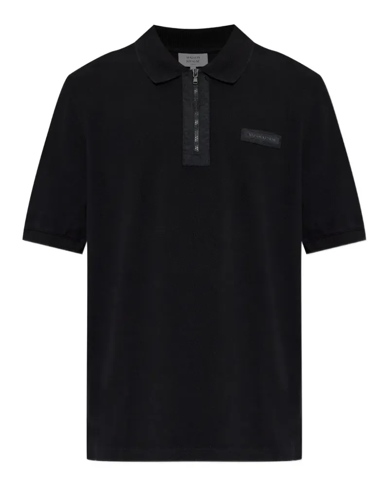 Kitsuné zip-fastening logo-patch polo shirt - Schwarz Schwarz