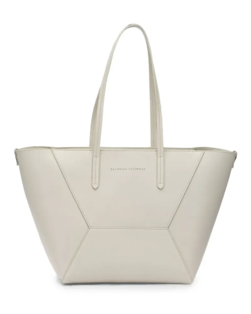 Brunello Cucinelli Geometrische Schultertasche - Weiß Weiß