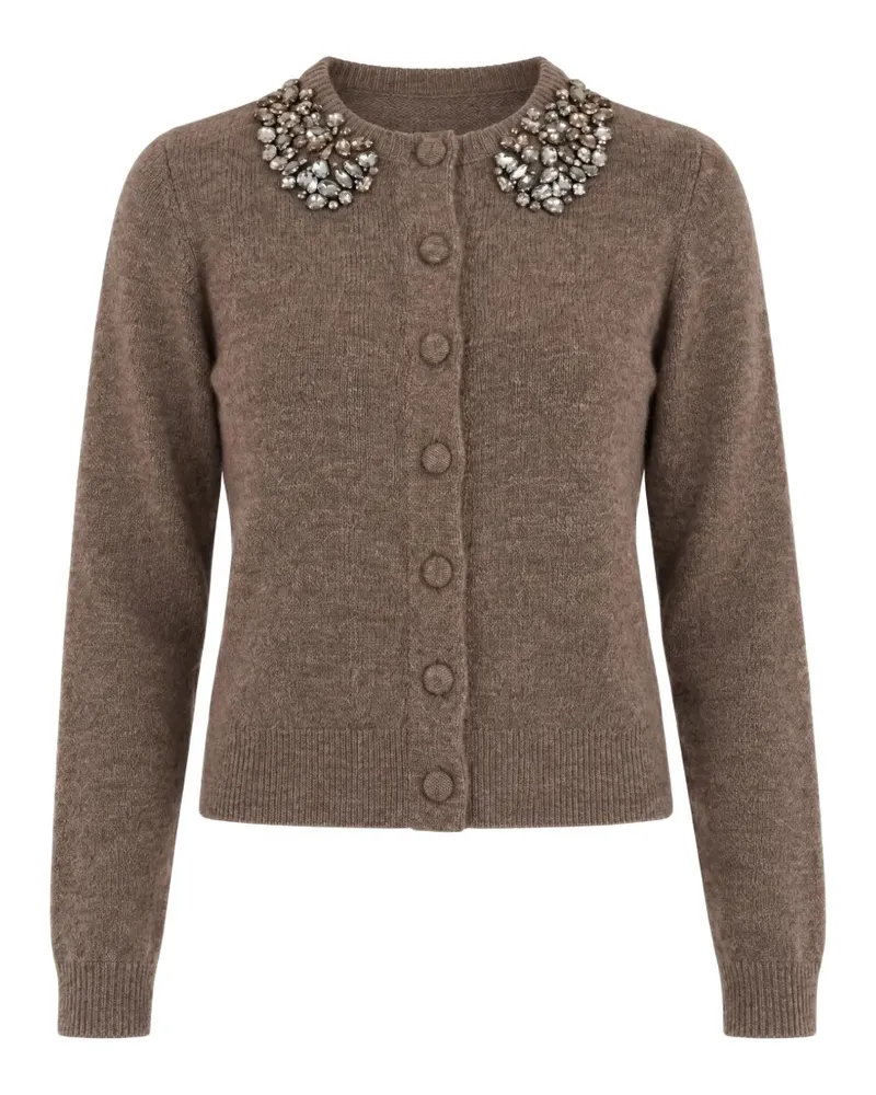Seventy Cardigan mit Kristallverzierung - Braun Braun