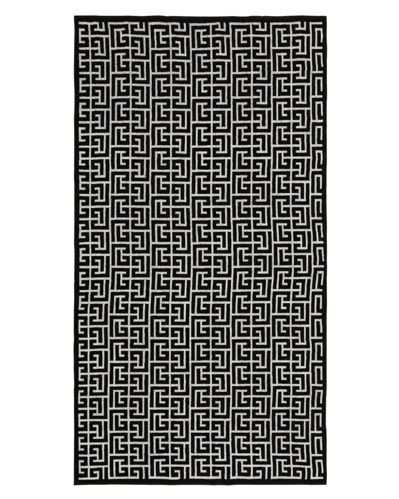 Balmain Strandtuch mit PB Labyrinth-Print - Schwarz Schwarz
