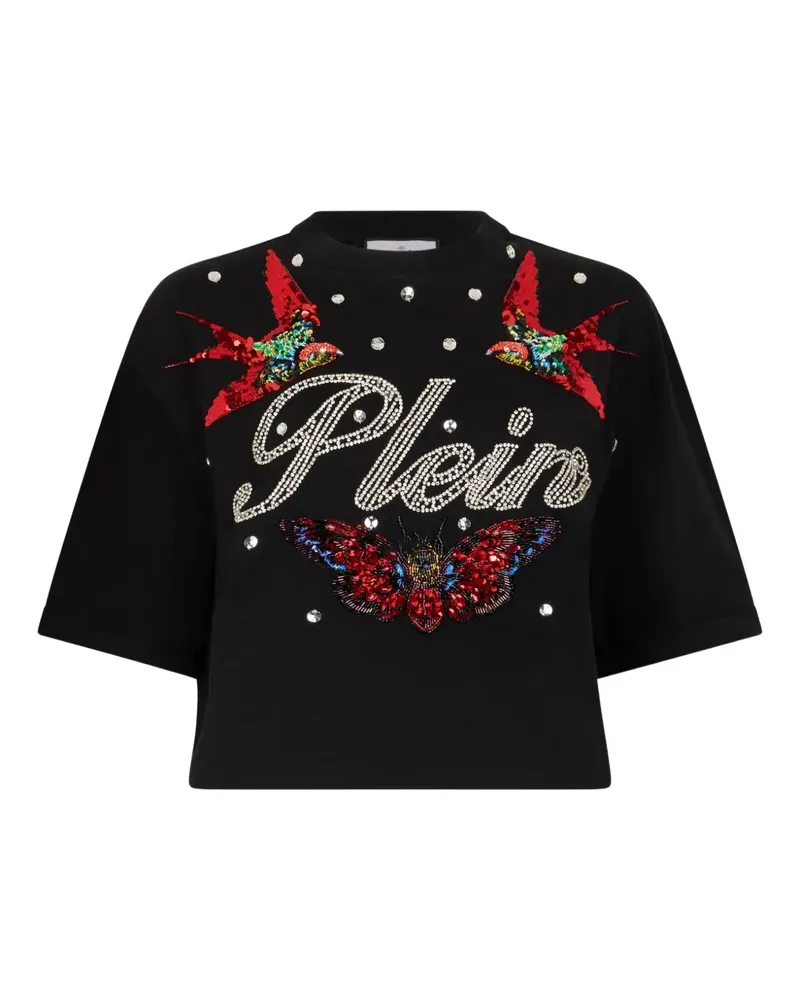 Philipp Plein Cropped-T-Shirt mit Rundhalsausschnitt - Schwarz Schwarz