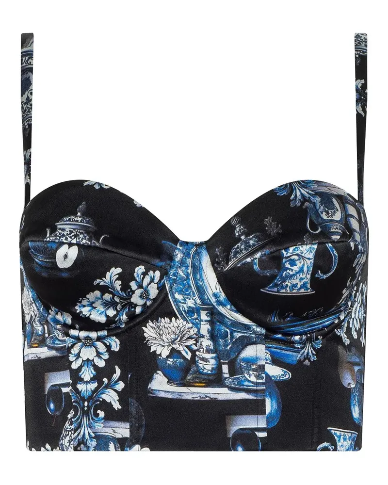 L'Agence Sonya printed bustier top - Schwarz Schwarz