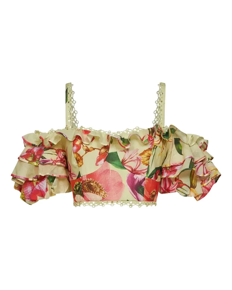 Charo Ruiz floral-print ruffled top - Nude Nude
