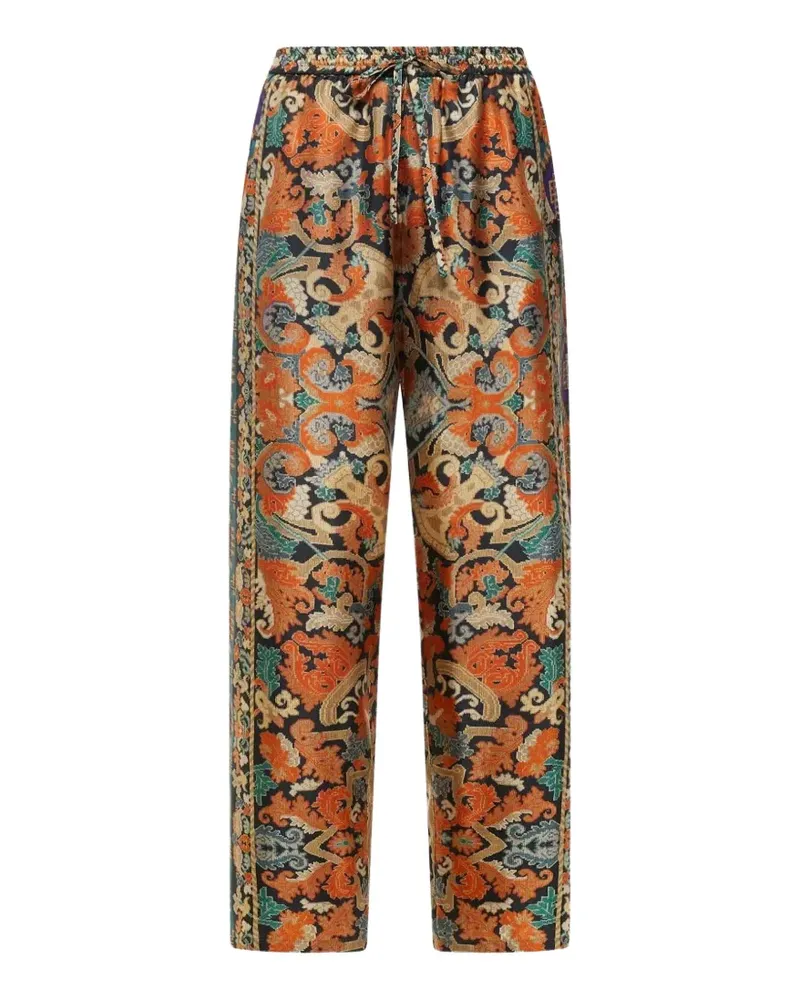 Pierre-Louis Mascia tapestry-print silk trousers - Orange Orange