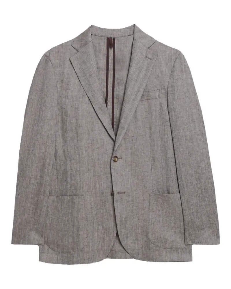 Brooks Brothers Leinensakko mit Fischgrätenmuster - Braun Braun