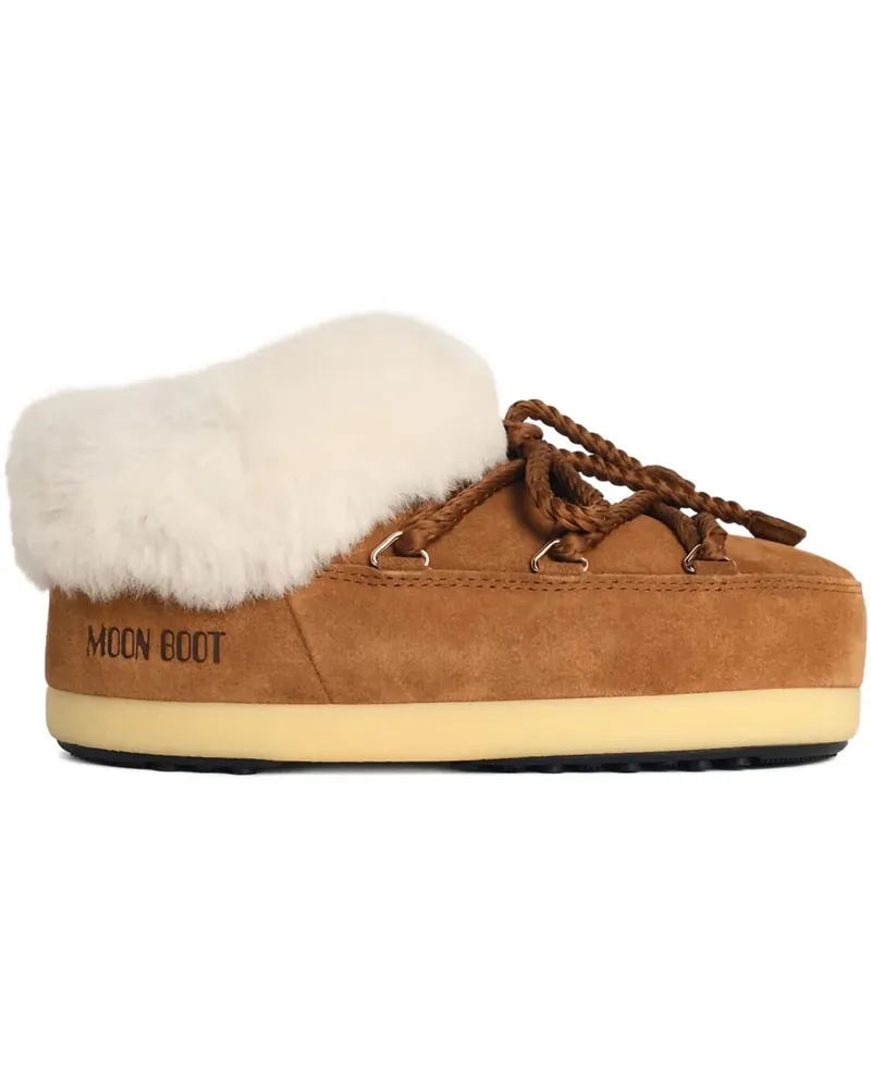 Moon Boot logo tubular laces slippers - Braun Braun