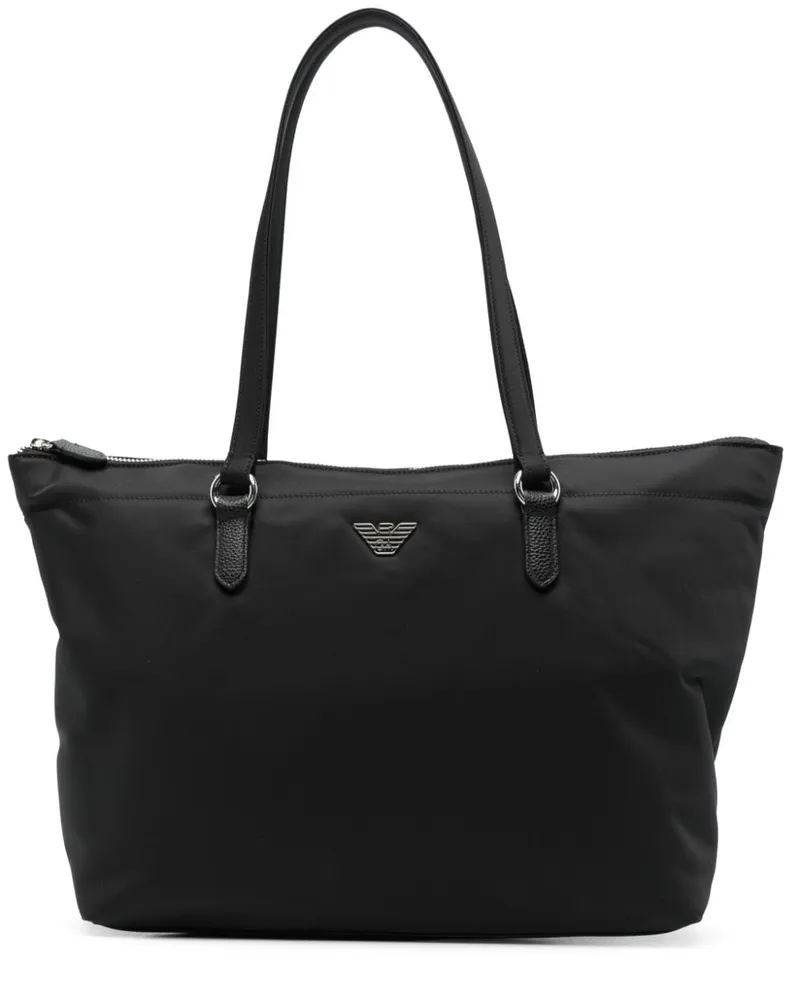 Emporio Armani Shopper mit Logo-Schild - Schwarz Schwarz