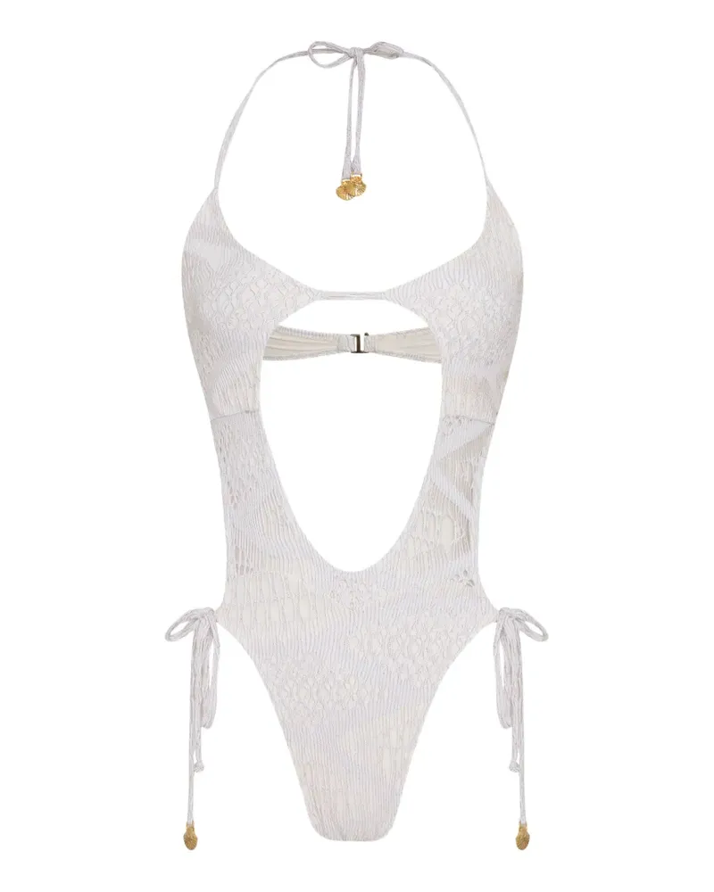 Amir Slama x Jade Picon cut-out tie swimsuit - Weiß Weiß