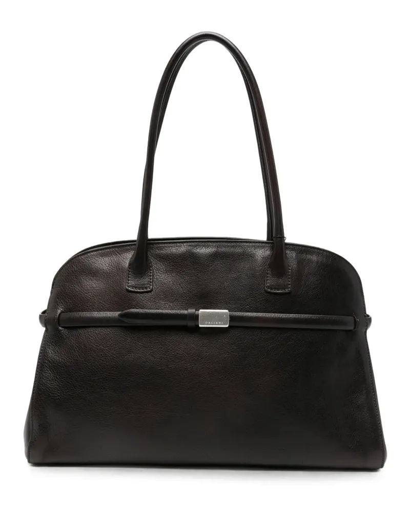 Orciani large Aura Soft logo-plaque leather tote bag - Braun Braun