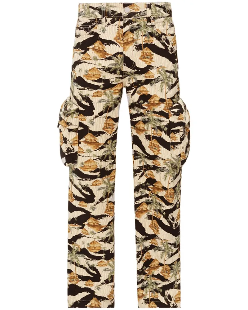 Amiri M65 Baggy-Cargohose mit Palmen - Braun Braun