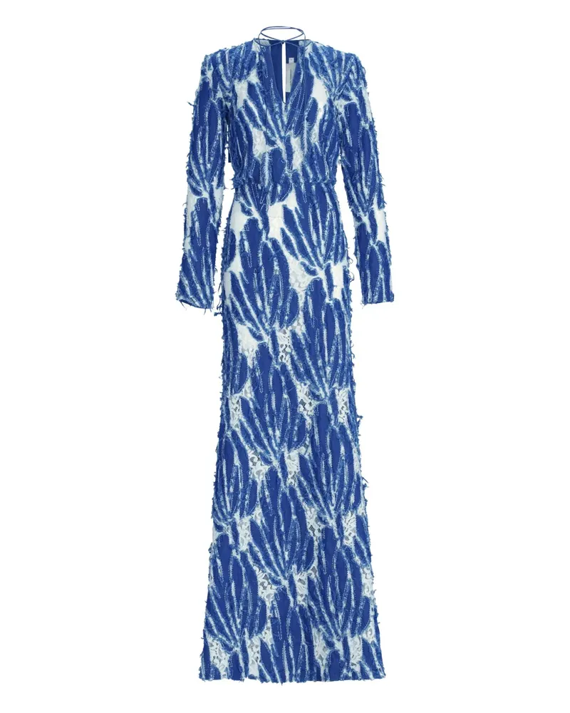 Silvia Tcherassi Abendkleid mit Blatt-Print - Blau Blau
